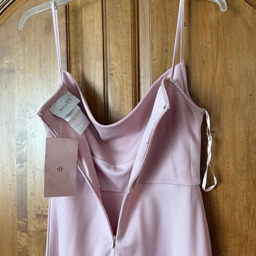 BHLDN cali satin midi slip dress blush pink cowl neck slit hemsize 6 NWT - Picture 13 of 15